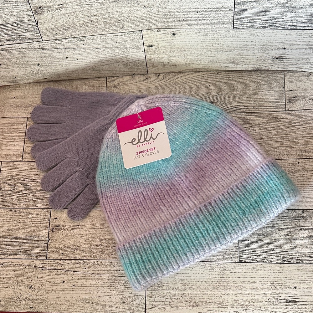 S/M Ellie Soft Pastel Hat and Gloves Set
